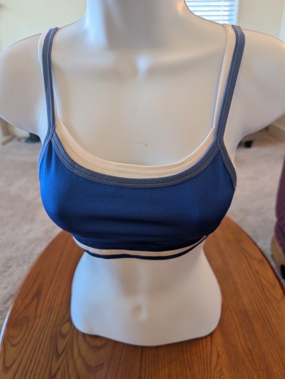 The Upside Royal Blue/White Double-Strap Kelsey Sports Bralette, Size S - NEW